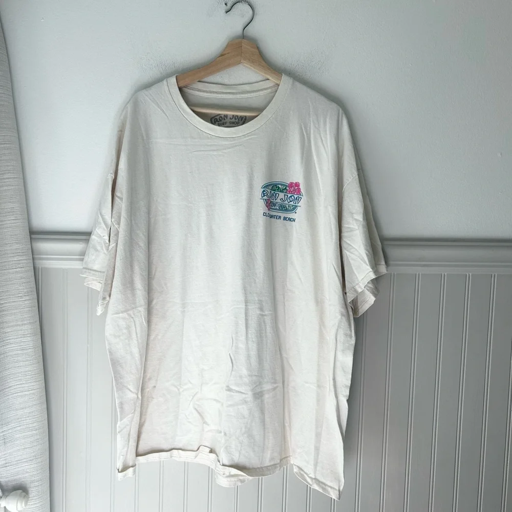 Y2K Ron Jon Surf Shop 3XL Cream Graphic Cotton Tee - Picture 4 of 4